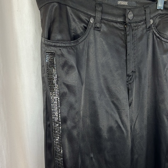 Ferre Black Satin Tuxedo Jeans - Picture 2 of 6